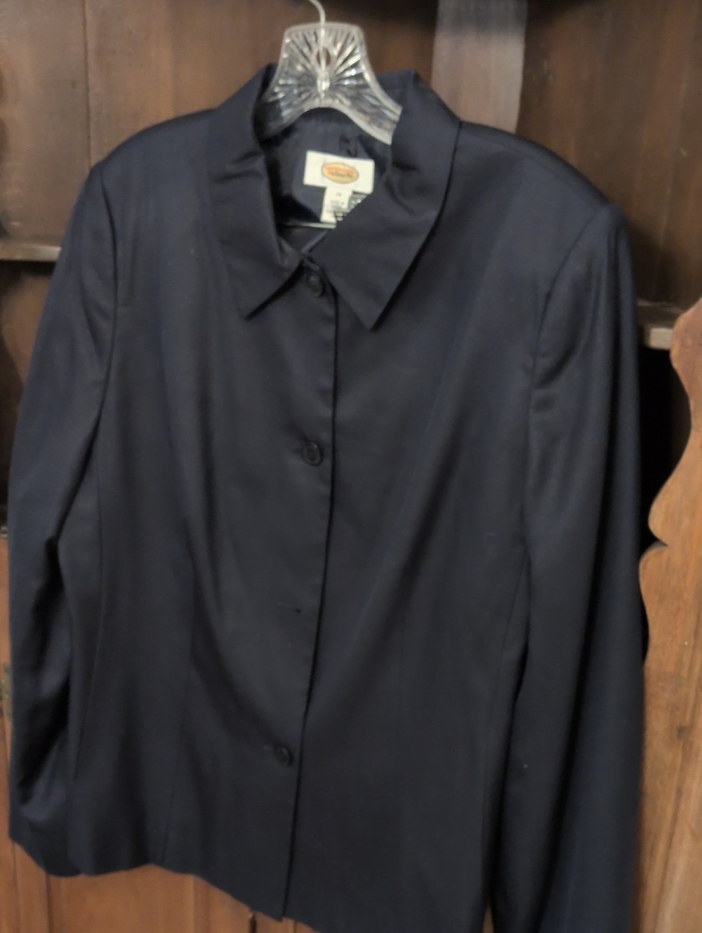 Talbots Silk Size 14 Black Button Up Lined Jacket